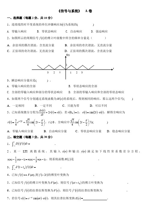 信号与系统-郑君里 试题