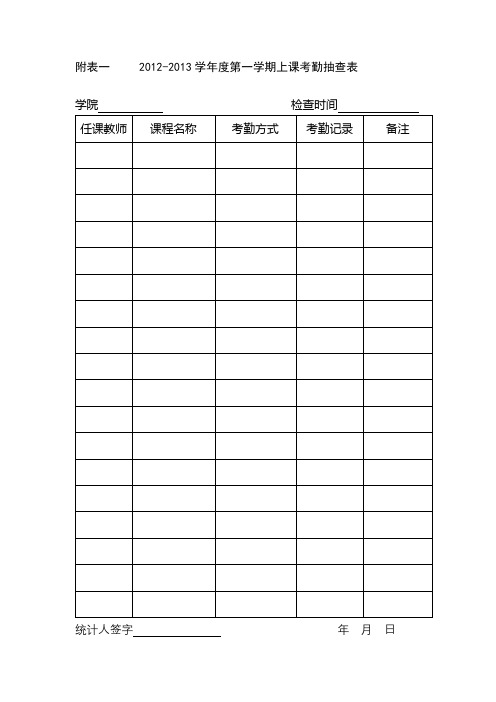 附表一20122013学年度第一学期上课考勤抽查表【模板】