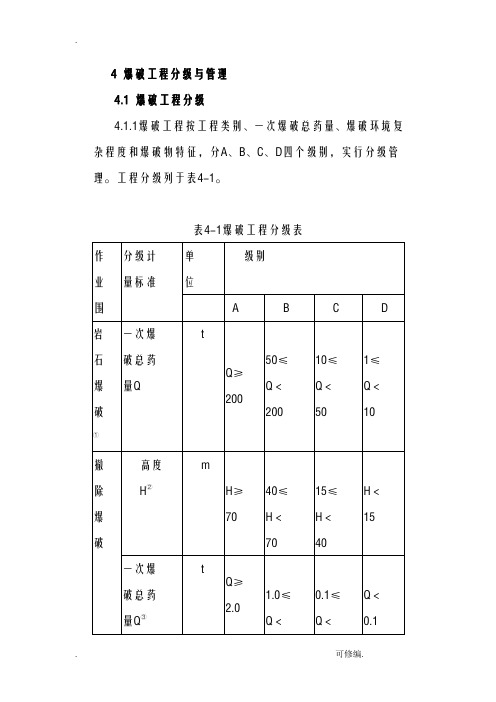 爆破等级划分表