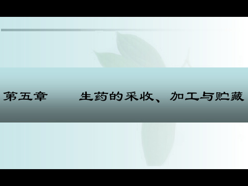 第5章  生药的采收、加工与贮藏