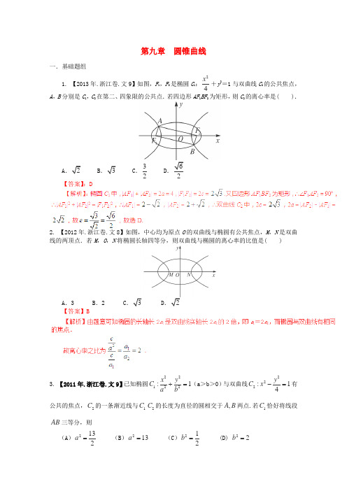 2015高考数学(浙江版)分项汇编专题9圆锥曲线(含解析)文