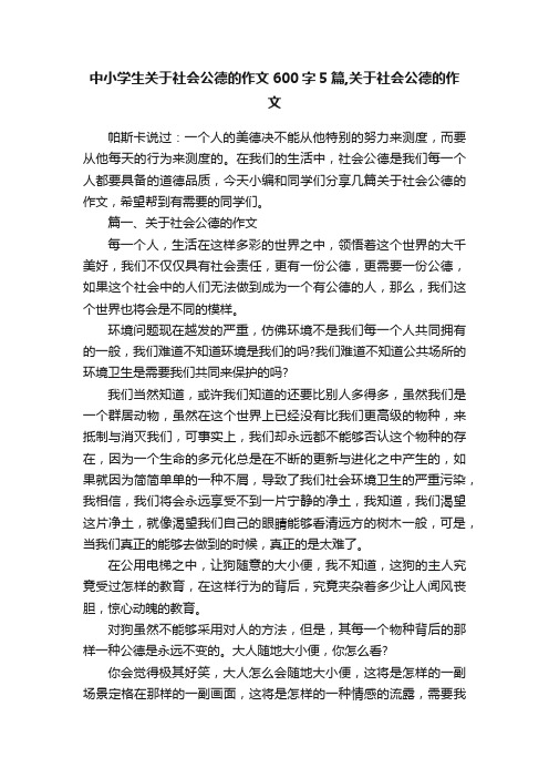 中小学生关于社会公德的作文600字5篇,关于社会公德的作文