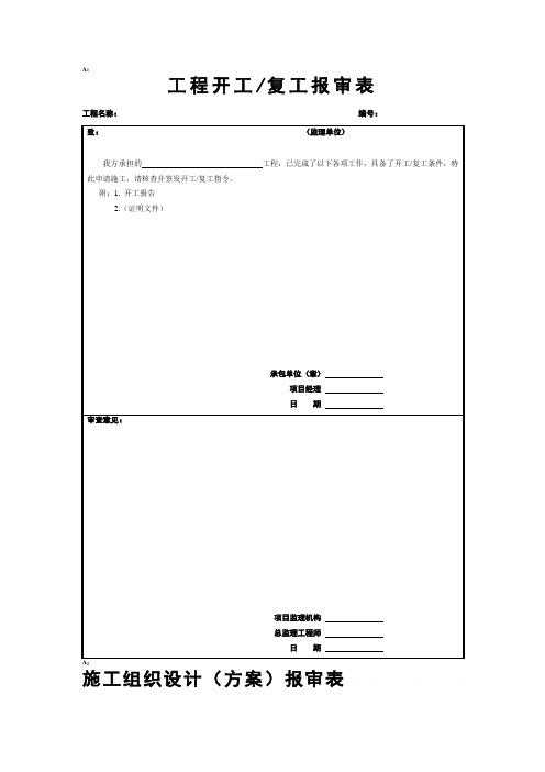 工程开工复工报审表(DOC 42页)