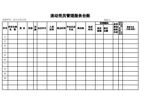 流动党员管理服务台账