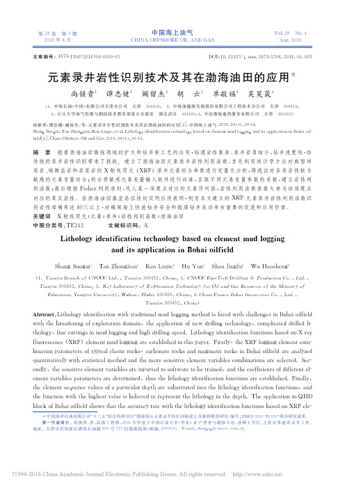 元素录井岩性识别技术及其在渤海油田的应用_尚锁贵