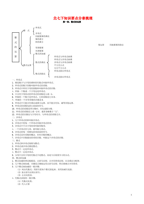 北师大版七年级数学下册数学各章节知识点总结