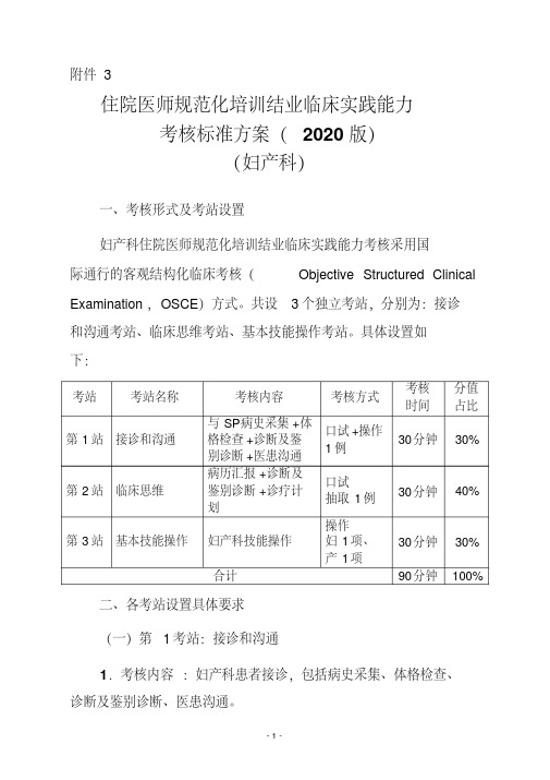 住院医师规范化培训结业-妇产技能考核大纲