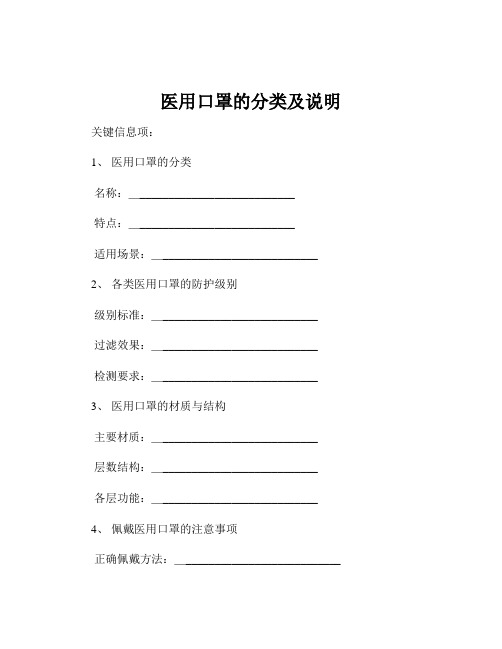 医用口罩的分类及说明