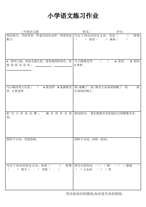 三年级小学语文练习作业 (28)