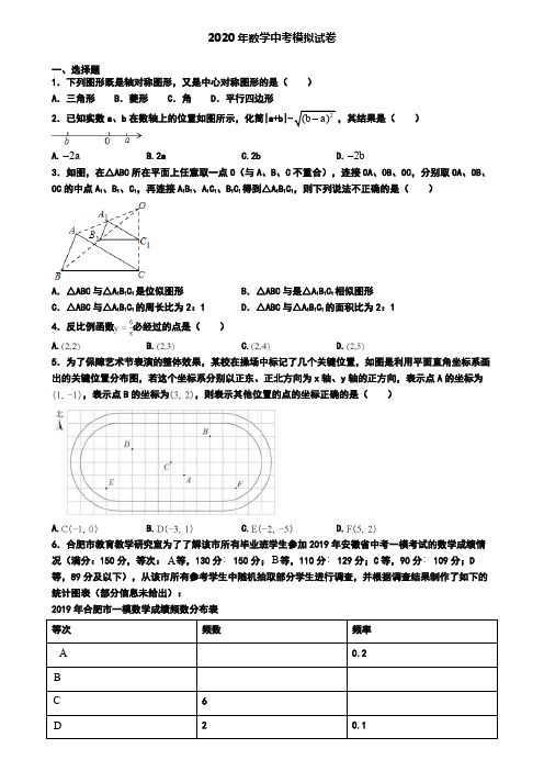 【数学6份合集】绍兴市2019-2020学年中考第六次模拟数学试题