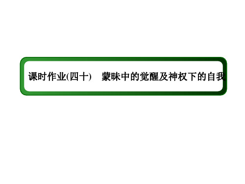2021高考历史调研大一轮复习人民版课件:课时作业40 蒙昧中的觉醒及神权下的自我