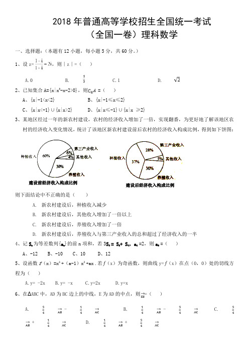 2018年全国高考理科数学试题及答案-全国1