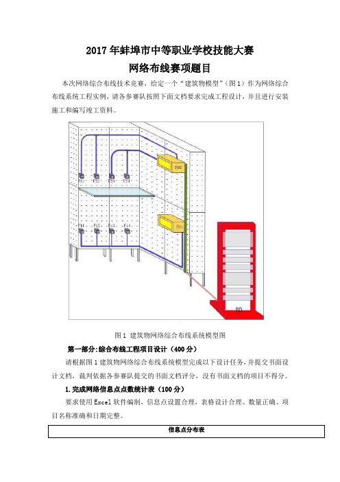 2017年蚌埠市中等职业学校技能大赛《网络布线》赛项题目