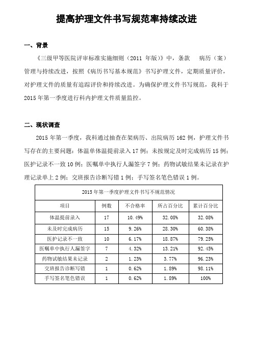 提高护理文件书写合格率PDCA