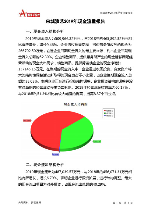 宋城演艺2019年现金流量报告