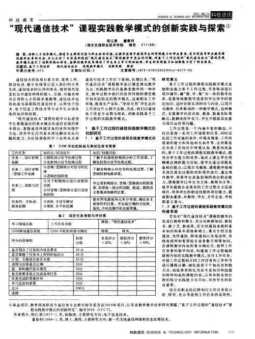 “现代通信技术”课程实践教学模式的创新实践与探索