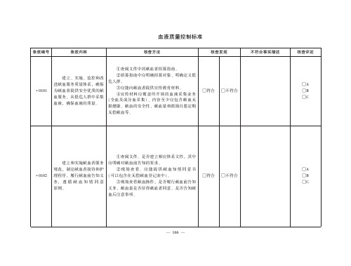 血液质量控制标准(医疗质量控制标准)