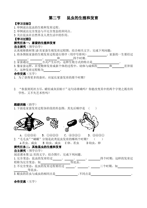 生物人教版八年级下册昆虫的生殖和发育教案