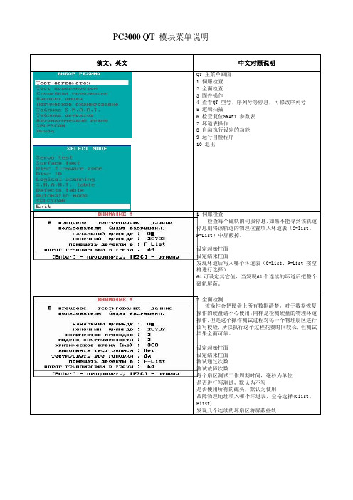 PC3000 QT 模块菜单说明