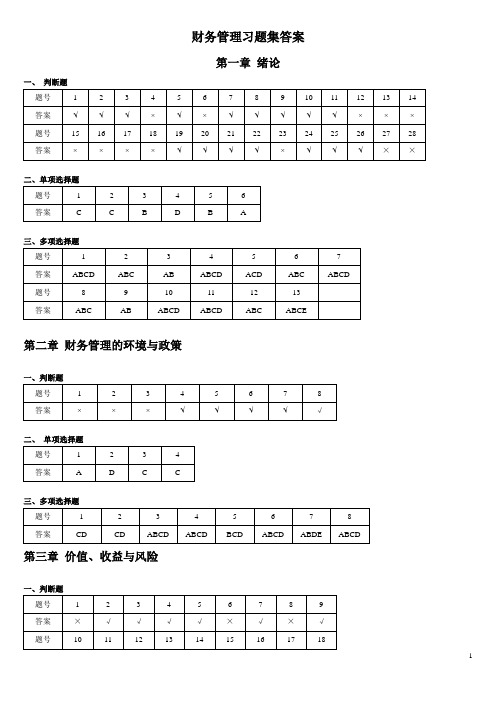 财务管理习题集答案