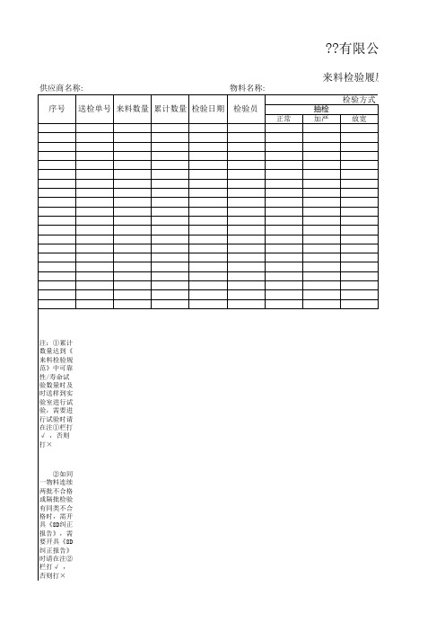 来料检验记录表