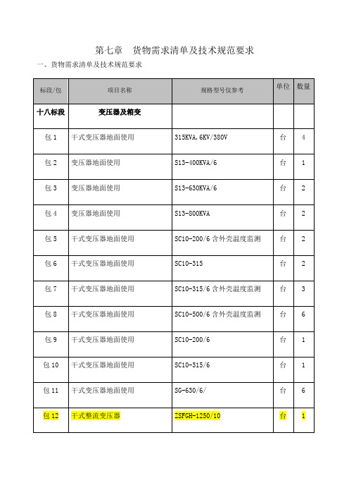 变压器技术规范要求