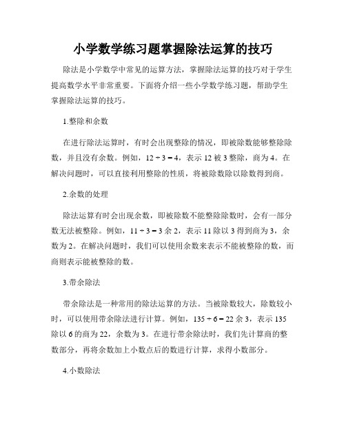 小学数学练习题掌握除法运算的技巧