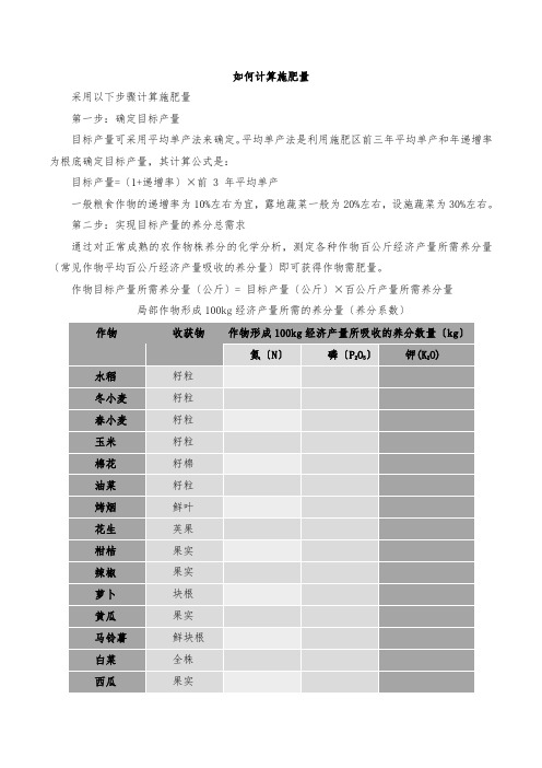 如何计算施肥量