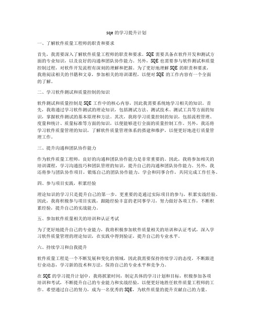 sqe的学习提升计划