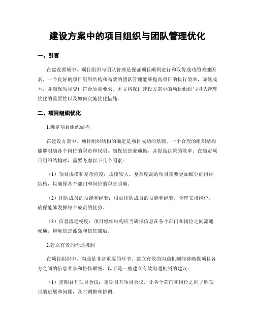 建设方案中的项目组织与团队管理优化