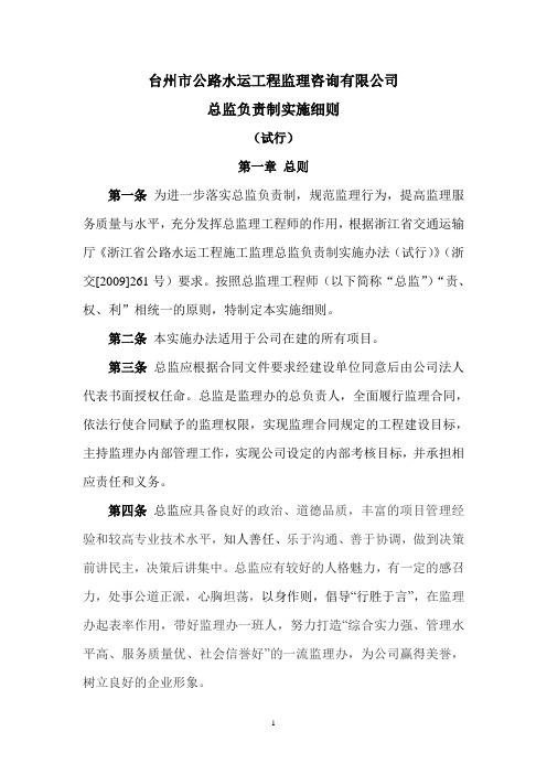 公路、水运总监负责人实施细则