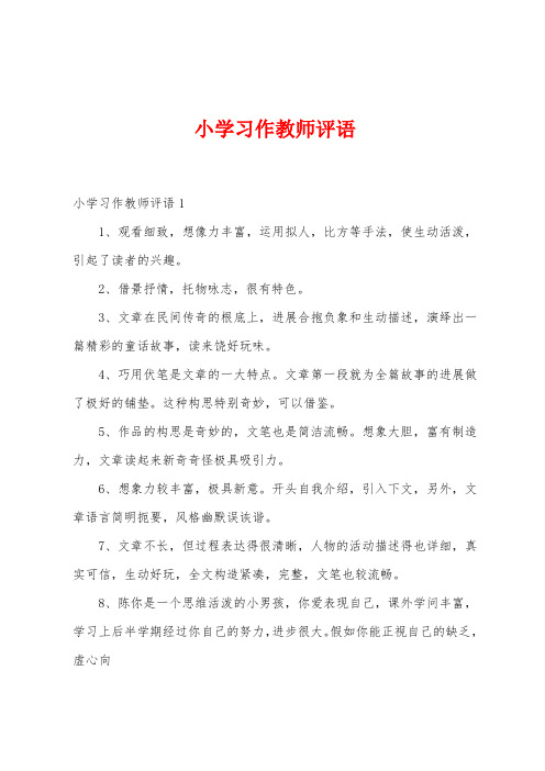 小学习作教师评语