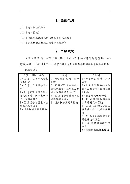 节能地暖地面工程施工设计方案