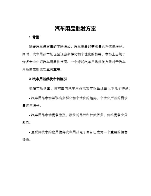 汽车用品批发方案