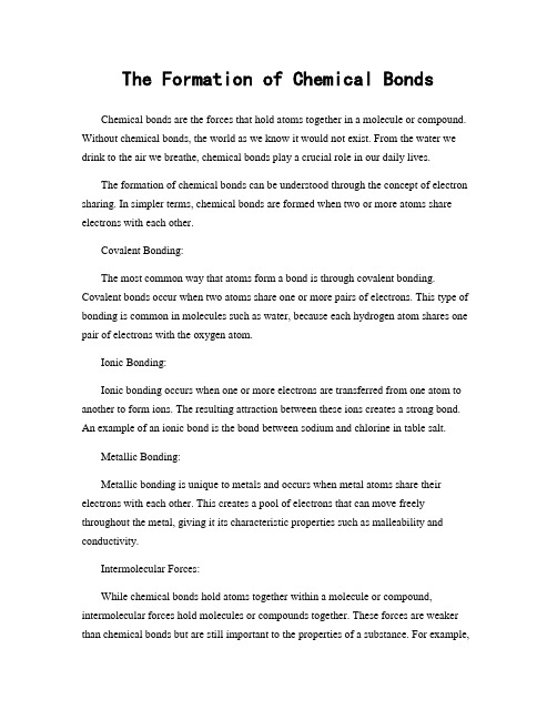 The Formation of Chemical Bonds