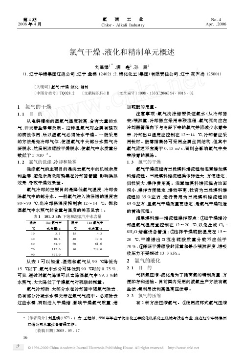 氯气干燥_液化和精制单元概述