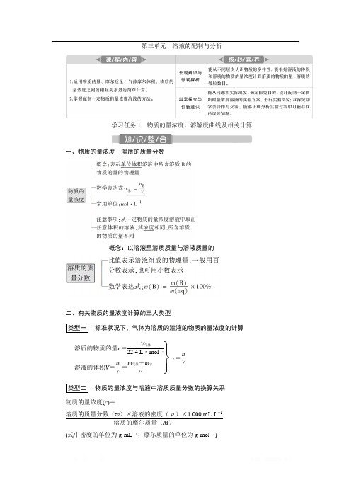 2021版江苏新高考选考化学(苏教版)一轮复习教师用书：专题1 3 第三单元 溶液的配制与分析 