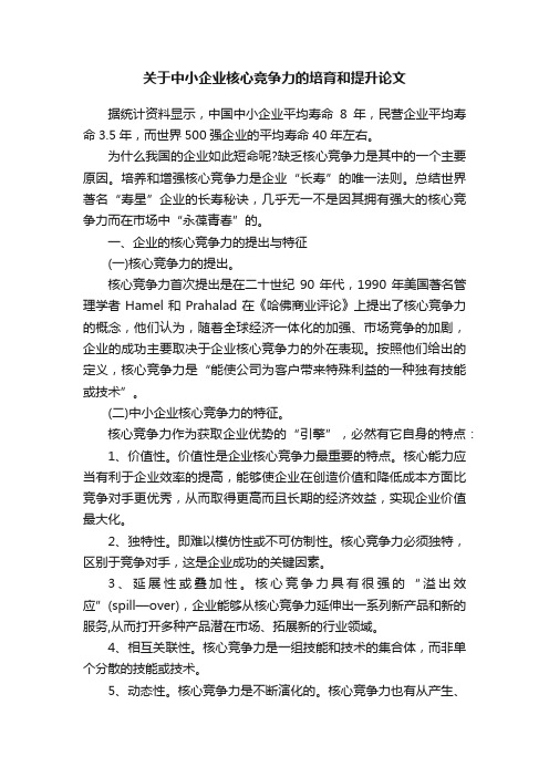 关于中小企业核心竞争力的培育和提升论文