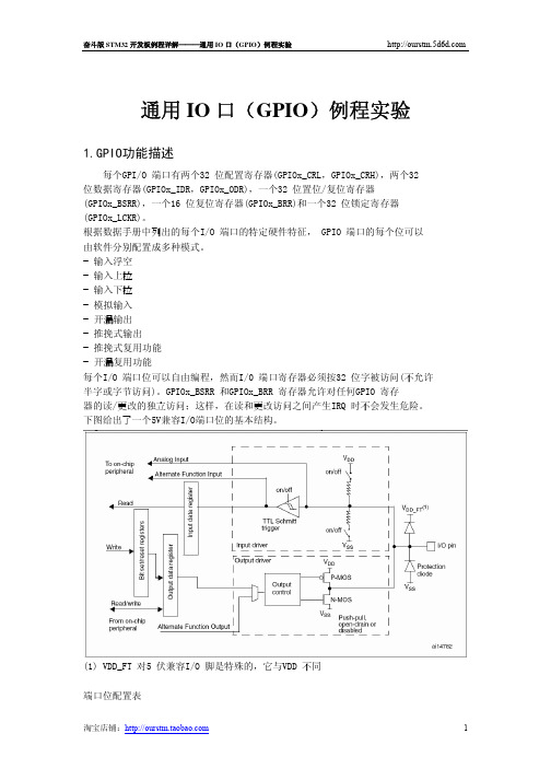 奋斗STM32开发通用IO口例程讲解