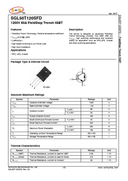 SGL50T120SFD_datasheetIGBT数据手册
