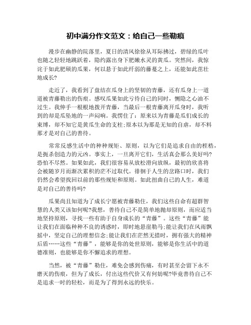 初中满分作文范文:给自己一些勒痕