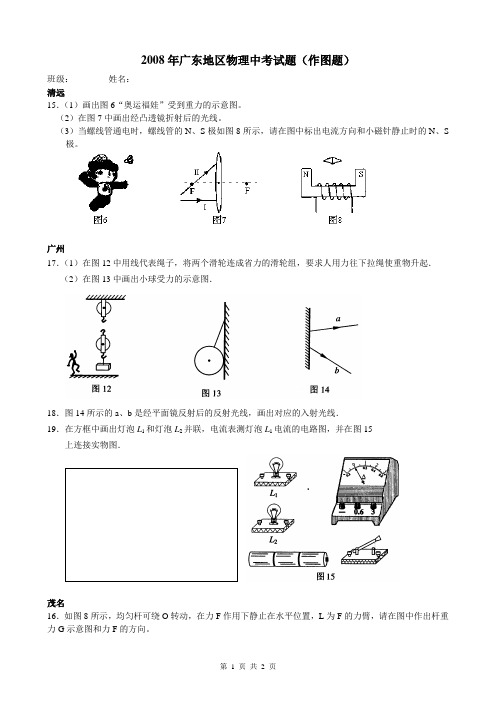 2008年广东地区物理中考试题(作图题)