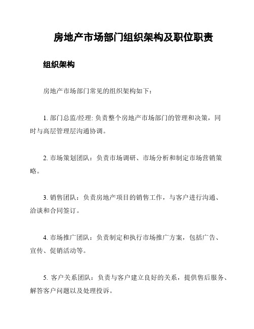 房地产市场部门组织架构及职位职责