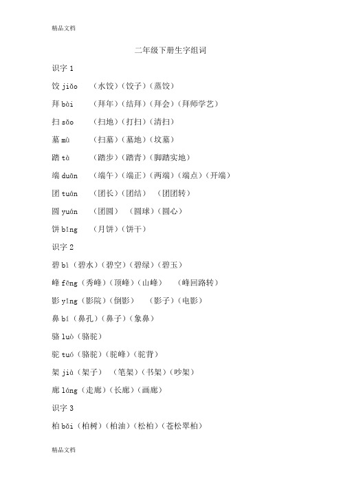 苏教版二年级下册生字组词带拼音电子教案