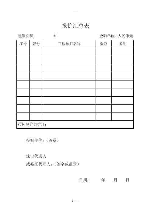 投标报价表(综合单价)