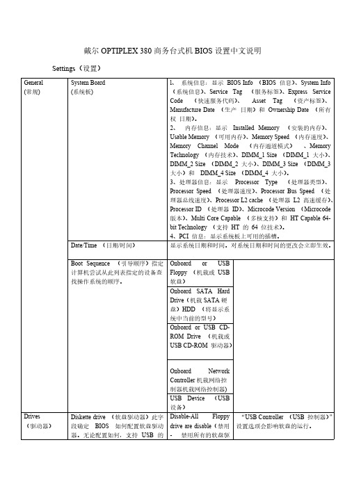 【VIP专享】戴尔OPTIPLEX 380商务台式机BIOS设置中文说明