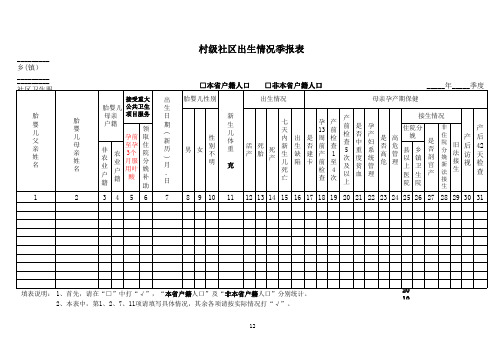 村级季报+医疗机构季报