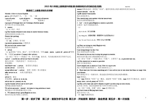 2015年八年级上册英语外研版(新)各模块知识点归纳总结(完美)