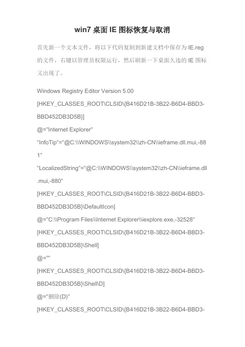 win7桌面IE图标恢复与取消