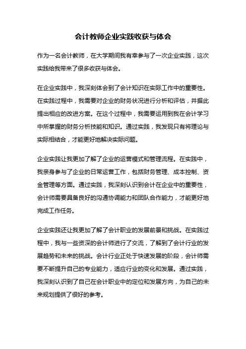 会计教师企业实践收获与体会